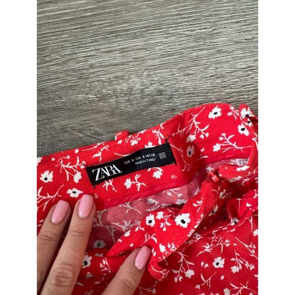 Zara EUC High Waist Ruffle Mini Skort With Ties Black Size S - Picture 6 of 9